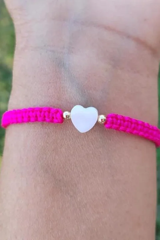 Adults - Heart - Mother of Pearl Citron Bracelets - Fuchsia