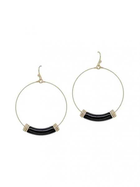 Black Bar Hoop Earrings