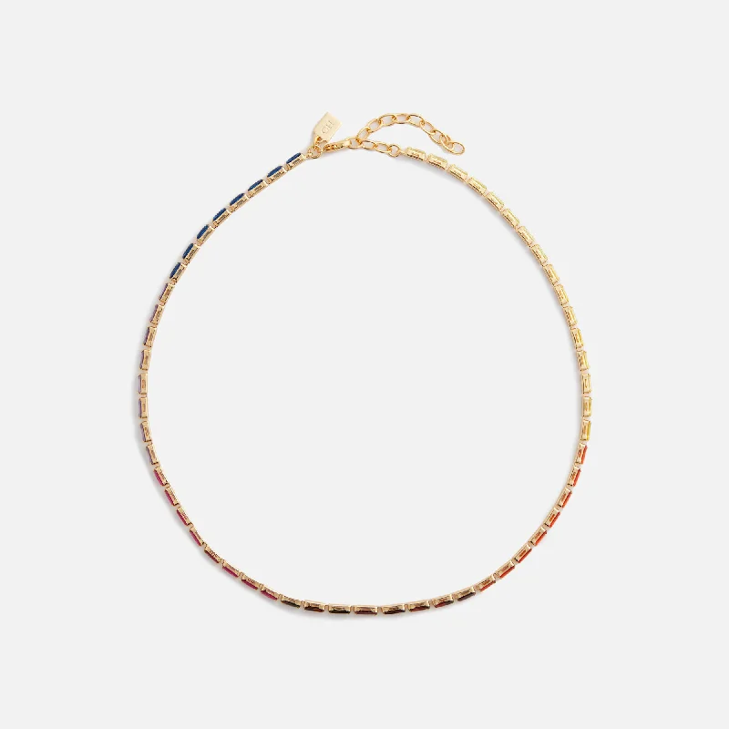 Crystal Haze Mini Baguette Chakra Choker - Multi