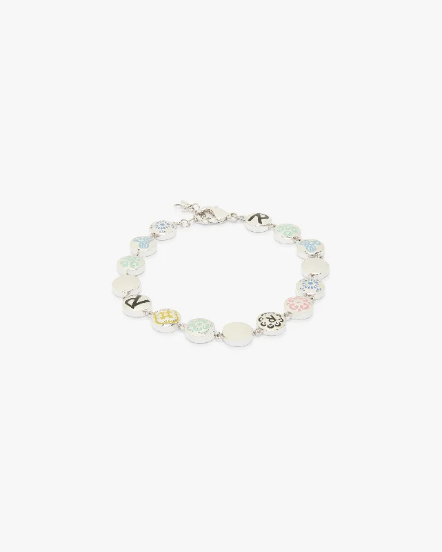 Enameled Bead Bracelet - Silver