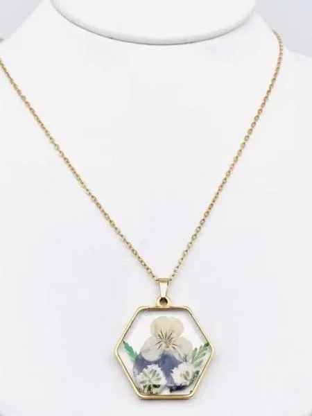 Shine Without Limits – Jewelry Sale Happening Now Floral Hexagon Charm Necklace