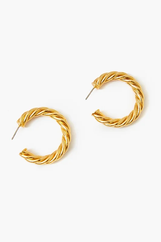 Gold French Twist Large Hoop Earrings