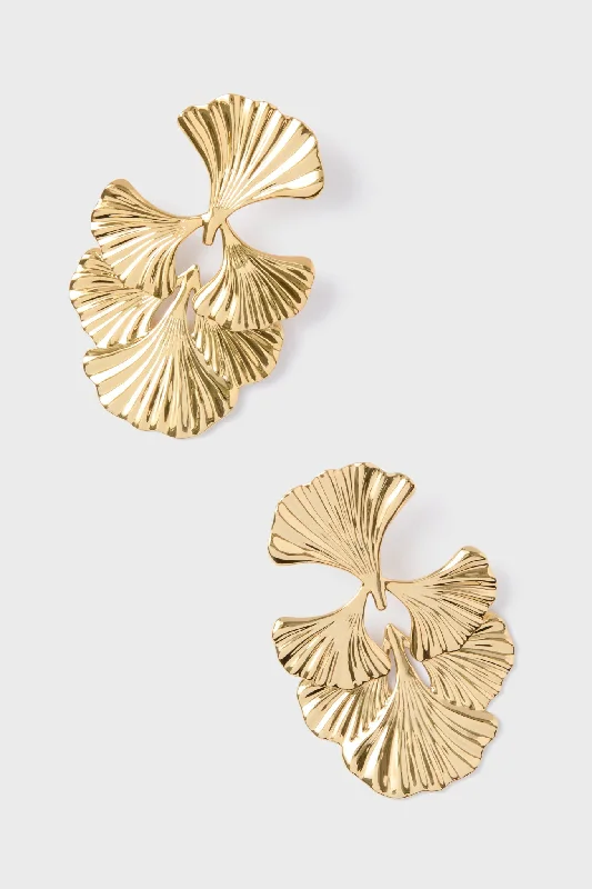 Gold Ginkgo Leaf Earrings