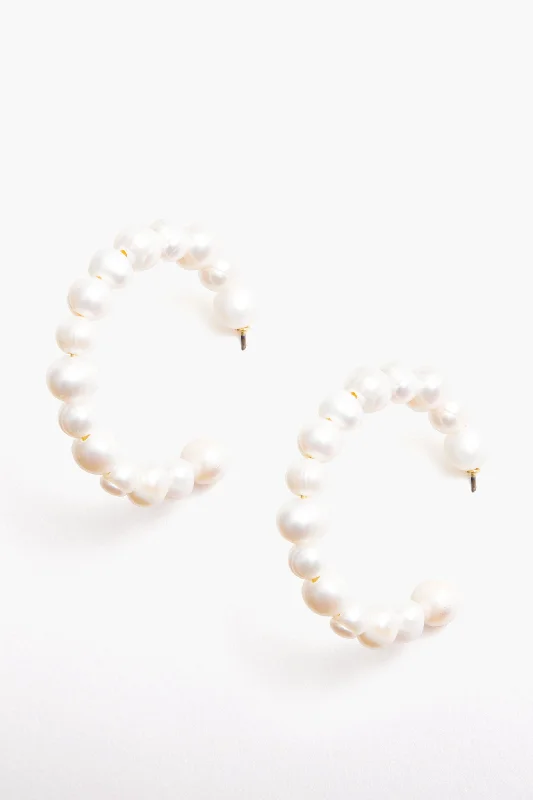 Large Pearl Hoop Earrings