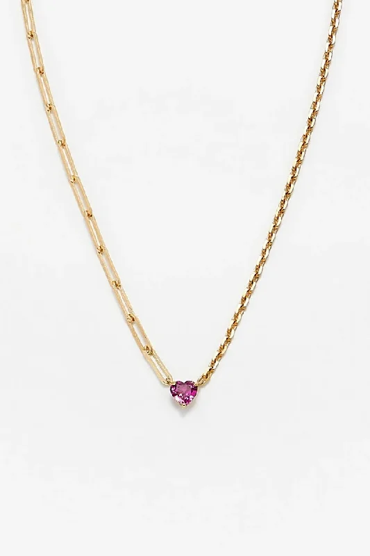 Maxi Collier Solitaire Coeur - Rose Or Jaune