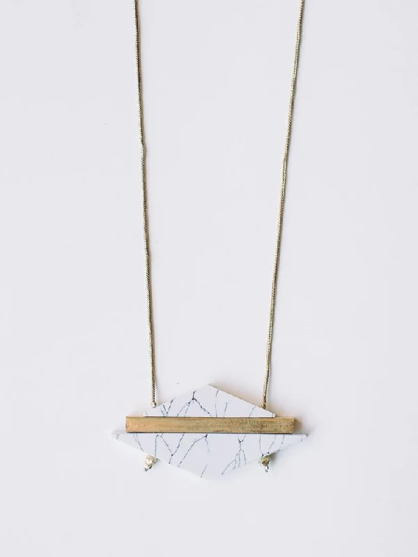 Modern Marble Necklace - White