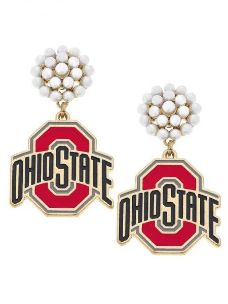 Ohio State Pearl Earrings