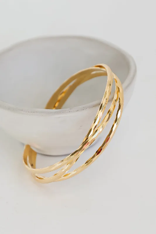 FINAL SALE - Penelope Gold Triple Cuff Bracelet