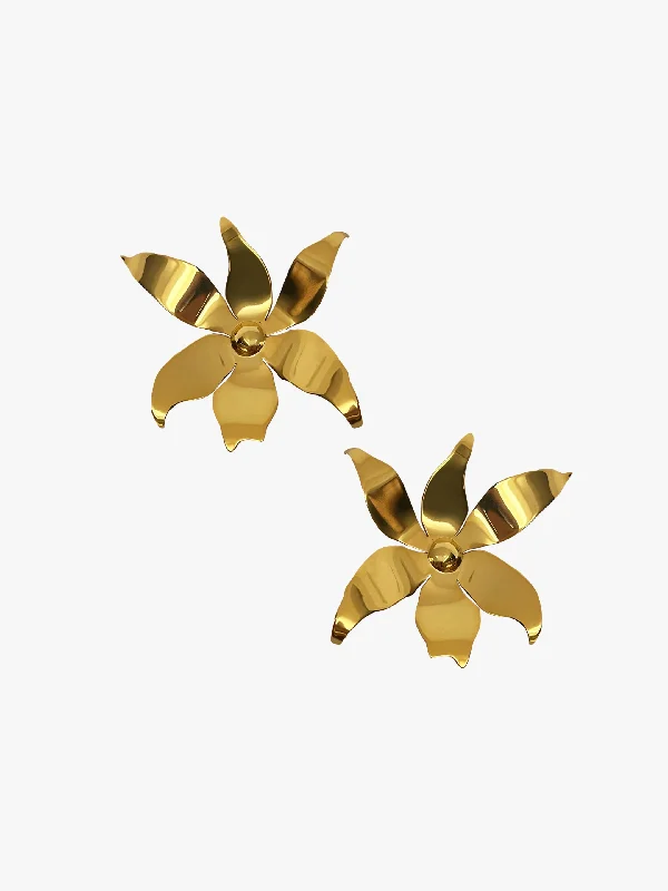 Small Estelle Flower Earrings - Gold