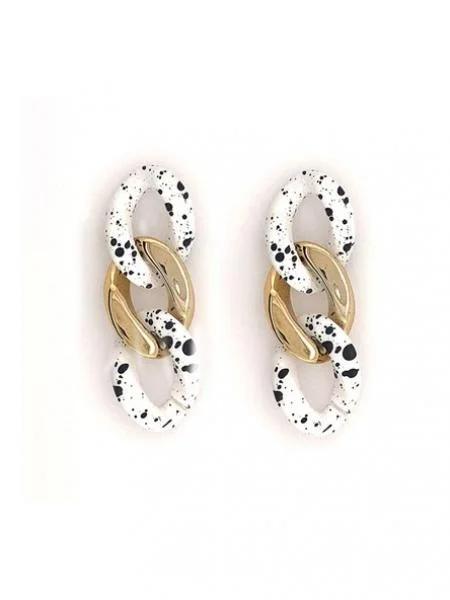 Splatter Coated Earrings - Wht