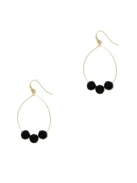 Teardrop Trio Black Crystal Earrings