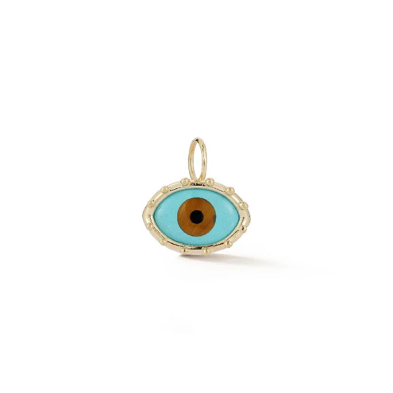 Turquoise, Tigers Eye and Onyx Evil Eye Charm