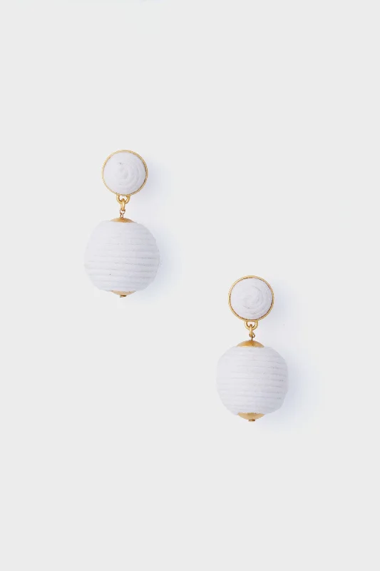 White Petite Woven Lantern Earrings