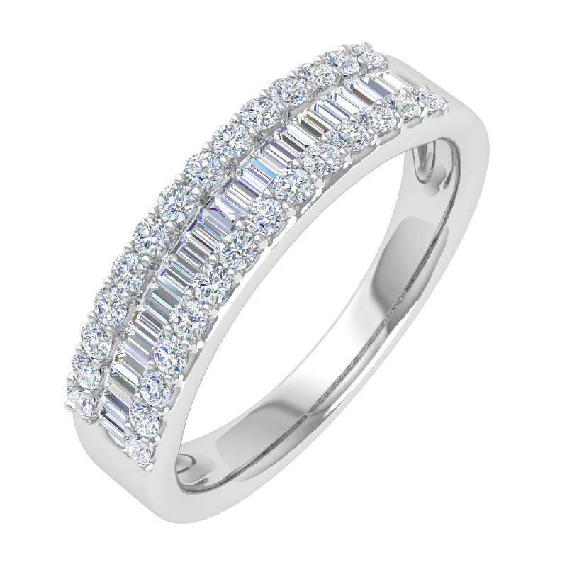 Grab Stylish Jewelry Before The Sale Ends 1/2 Carat Baguette and Round Shape Diamond Wedding Band Ring in Gold