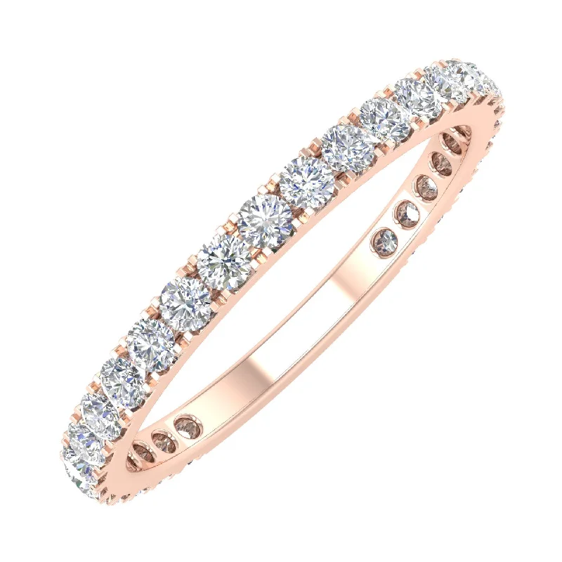 Elegant Jewelry Styles At Budget-Friendly Prices 1/2 Carat Diamond 3/4 Eternity Wedding Band Ring in Rose Gold - IGI Certified