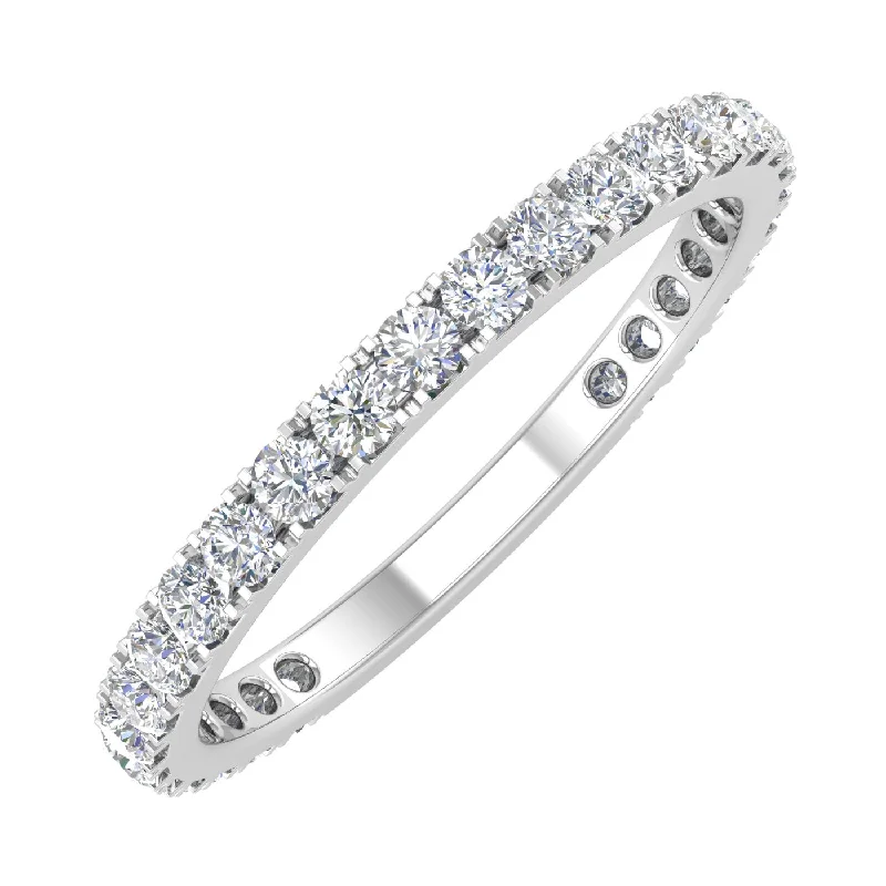 1/2 Carat Diamond 3/4 Eternity Wedding Band Ring in White Gold - IGI Certified