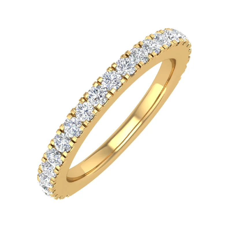 The Perfect Jewelry Piece At The Perfect Discount 1/2 Carat Round Diamond Wedding Band Ring in Yellow Gold - IGI Certified