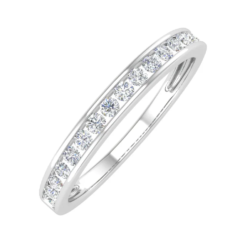 1/4 Carat Channel Set Round Diamond Wedding Band Ring in Gold - IGI Certified