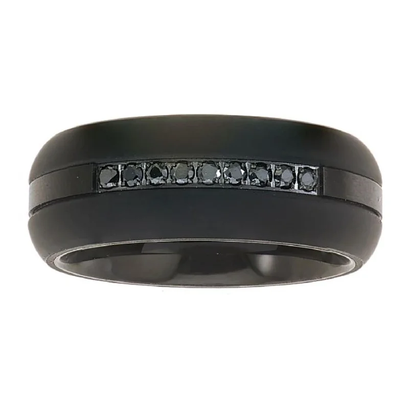 Unbeatable Offers On Luxury And Everyday Jewelry 1/5 CTW Diamond Wedding Ring in Black Tungsten