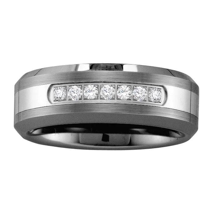 Personalized Engraved Jewelry For Meaningful Gifts 1/5 CTW Diamond Wedding Ring in Tungsten