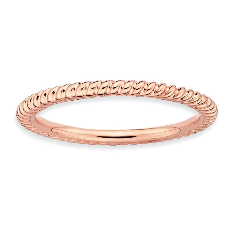 1.5mm Stackable 14K Rose Gold Plated Silver Twisted Band