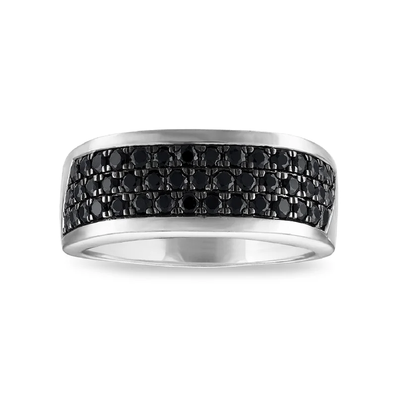 Eco-Friendly Sustainable Jewelry For Conscious Buyers 1 CTW Black Diamond Fashion Ring in Rhodium Plated Sterling Silver