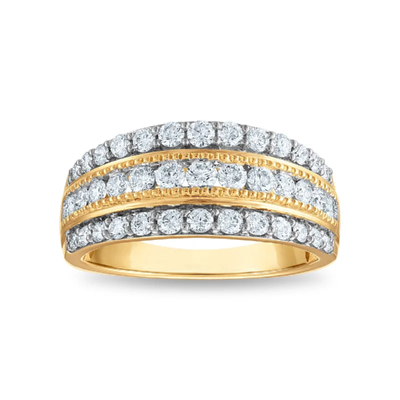 Handcrafted Beauty At Affordable Prices EcoLove 1 CTW Lab Grown Diamond Anniversary Ring in 10KT Yellow Gold