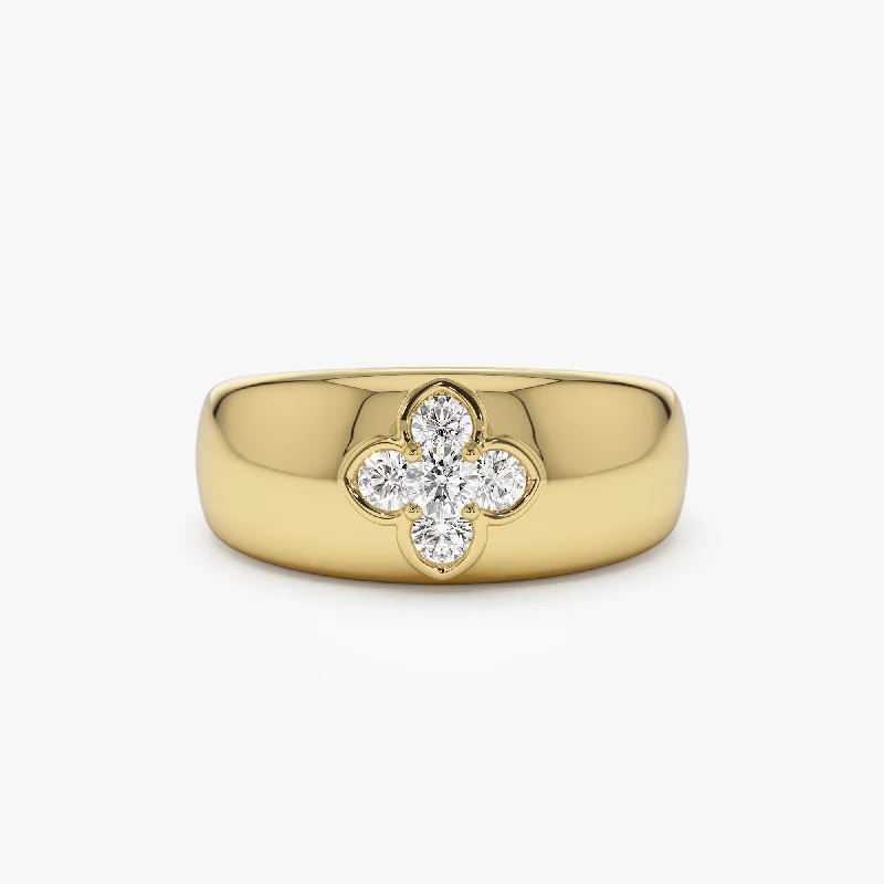 14k Chunky Diamond Clover Ring