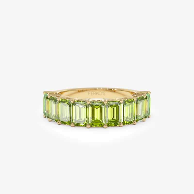 14k Emerald Cut Peridot Nine Stone Ring 2.35ctw