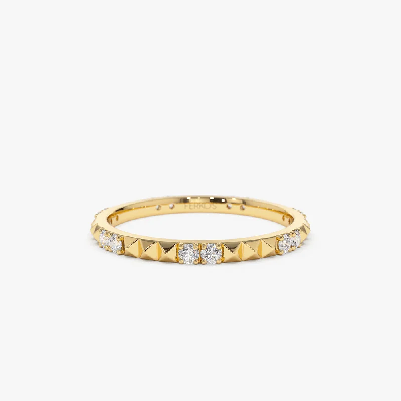 14K Pyramid Diamond Eternity Ring