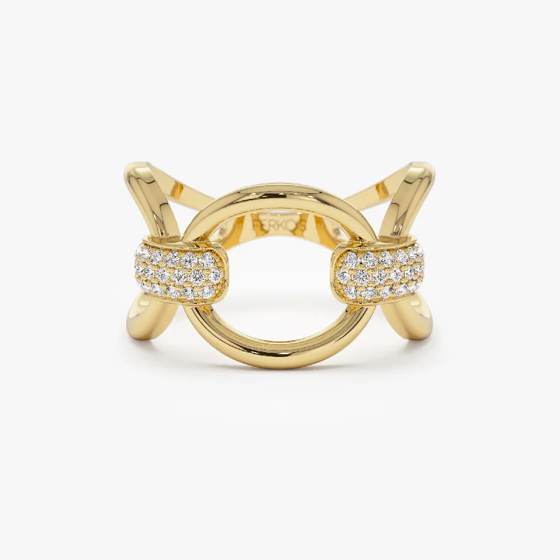 Exclusive Jewelry Sale – Grab Timeless Pieces Now 14k Unique Diamond Horsebit Pave Ring