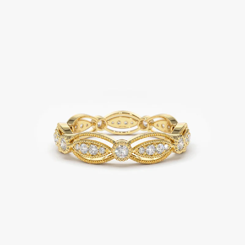 14K Vintage Art Deco Diamond Eternity Wedding Ring