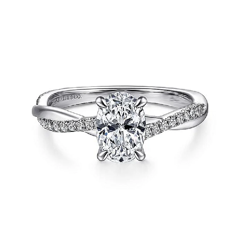 Limited-Time Jewelry Sale – Don't Miss Out On Dazzling Discounts 14K White Gold 'Campana' Oval Twist Diamond Engagement Ring