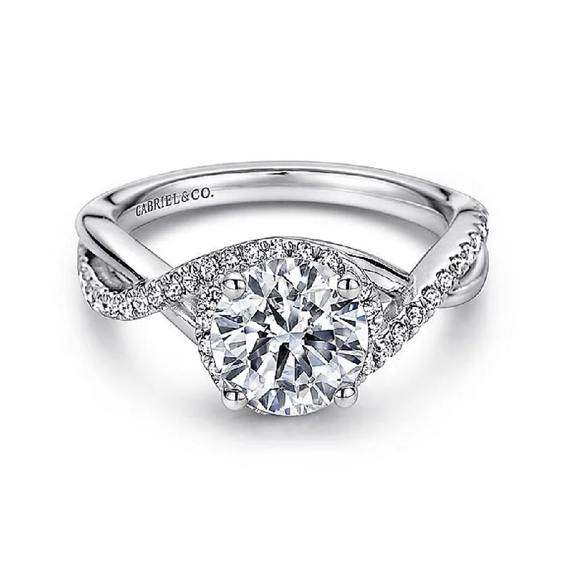 14K White Gold 'Courtney' Twist Round Diamond Engagement Ring