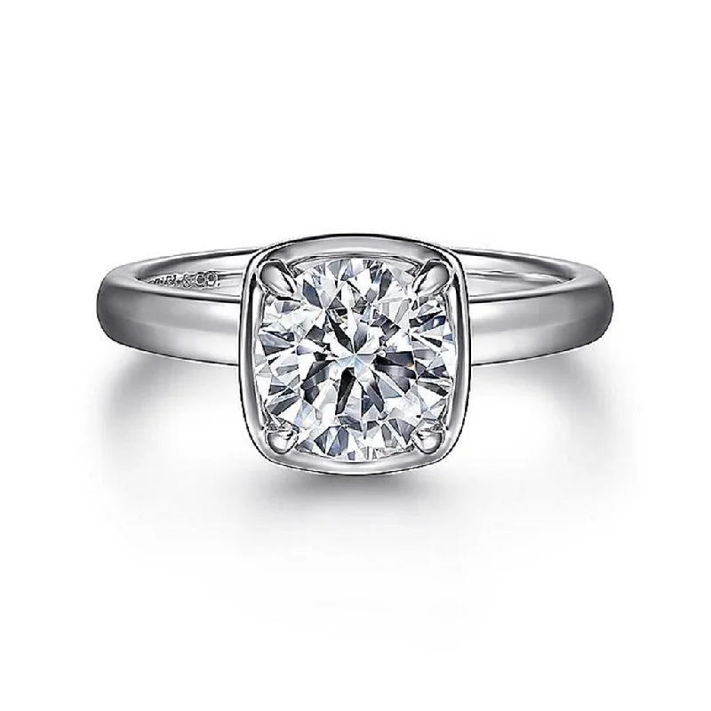 14K White Gold 'Deedie' Round Diamond Hidden Halo Engagement Ring