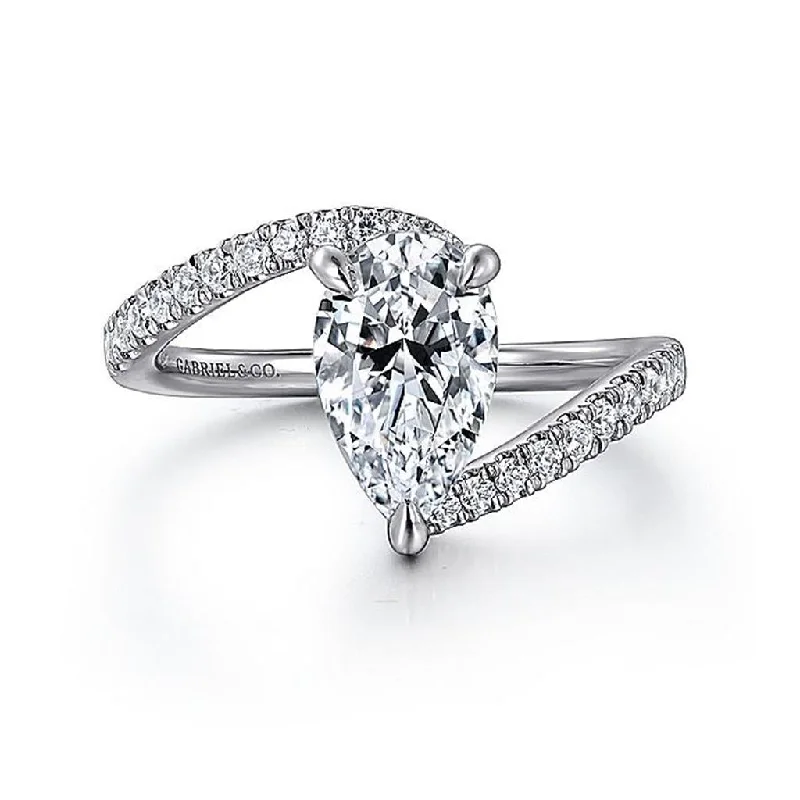 Jewelry Clearance Event – Stock Up Before It's Over 14K White Gold 'Leina' Bypass Pear Diamond Engagement Ring