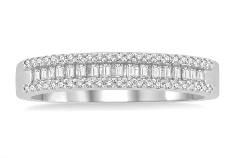 14K White Gold Stackable Baguette Diamond Ring