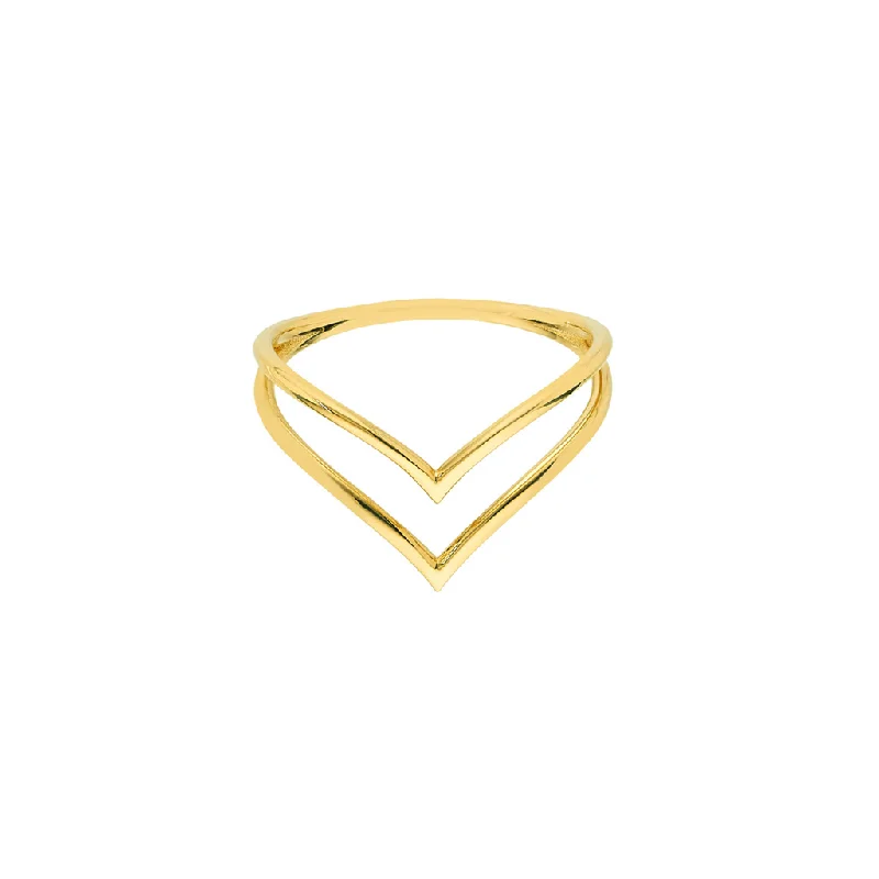 14K Yellow Gold Double Chevron Ring