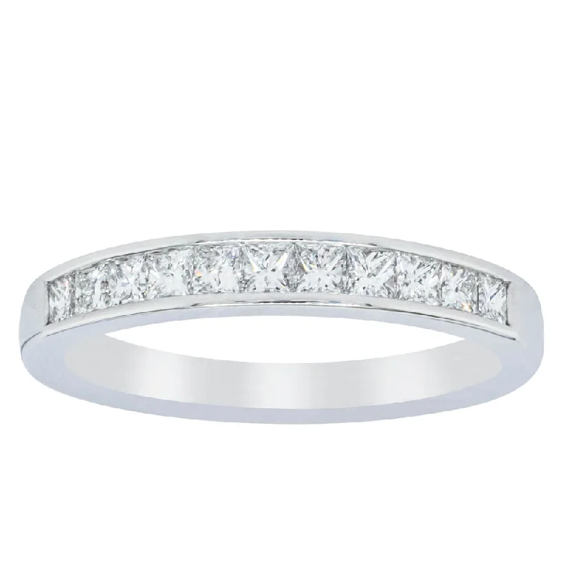 18ct White Gold .50ct Princess Cut Diamond Band