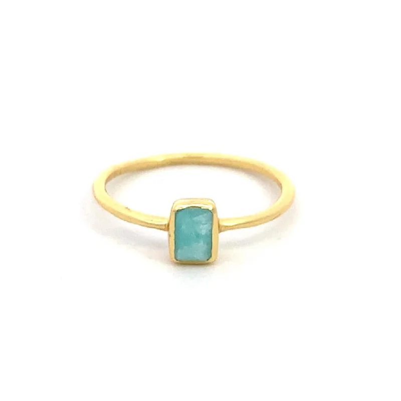 18K Yellow Gold Vermeil Amazonite Classic Ring