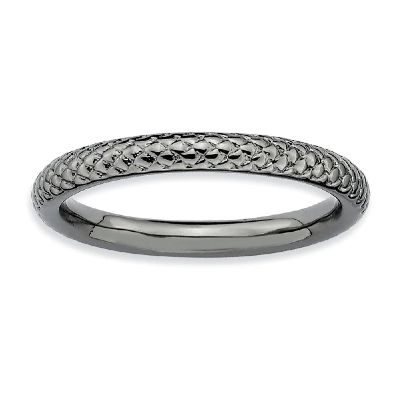 2.25mm Stackable Black Plated Silver Cable Band