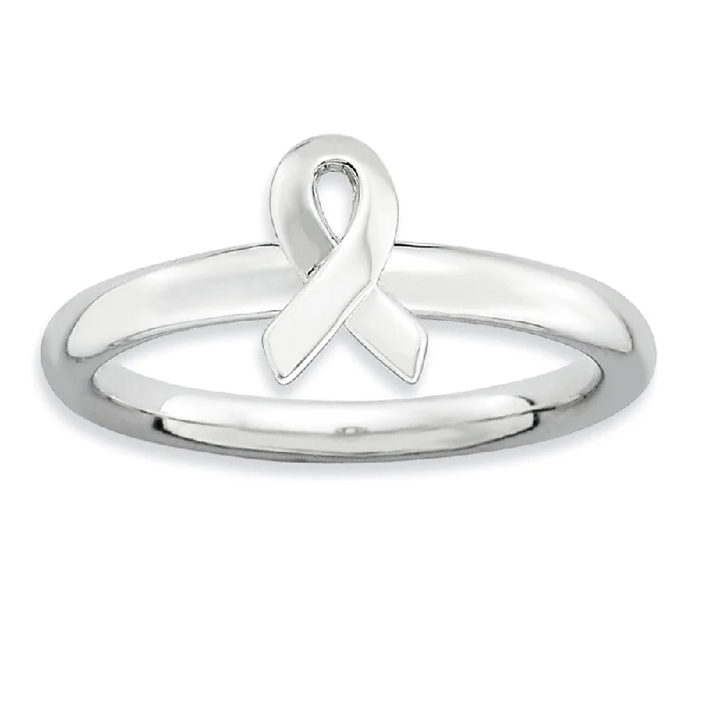 2.25mm Stackable Sterling Silver Awareness Ribbon Ring