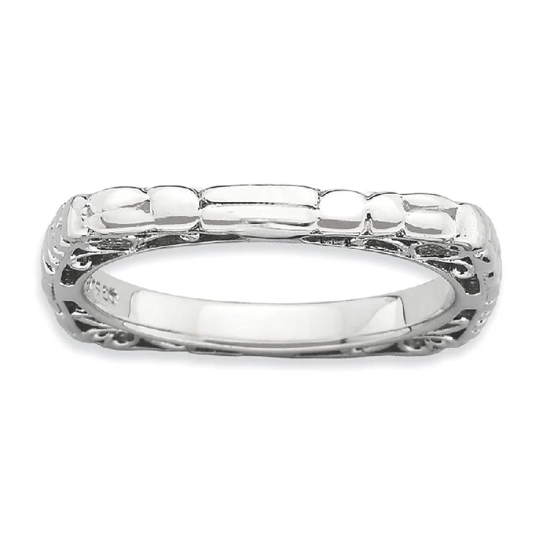 2.25mm Stackable Sterling Silver Square Cobblestone Band