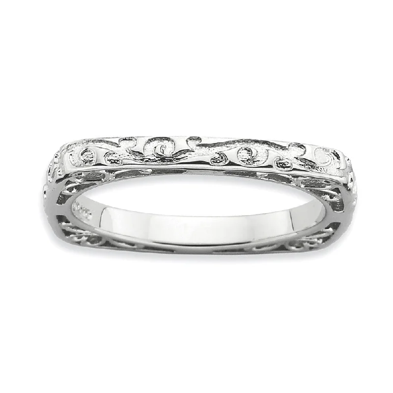 2.25mm Stackable Sterling Silver Square Scroll Band