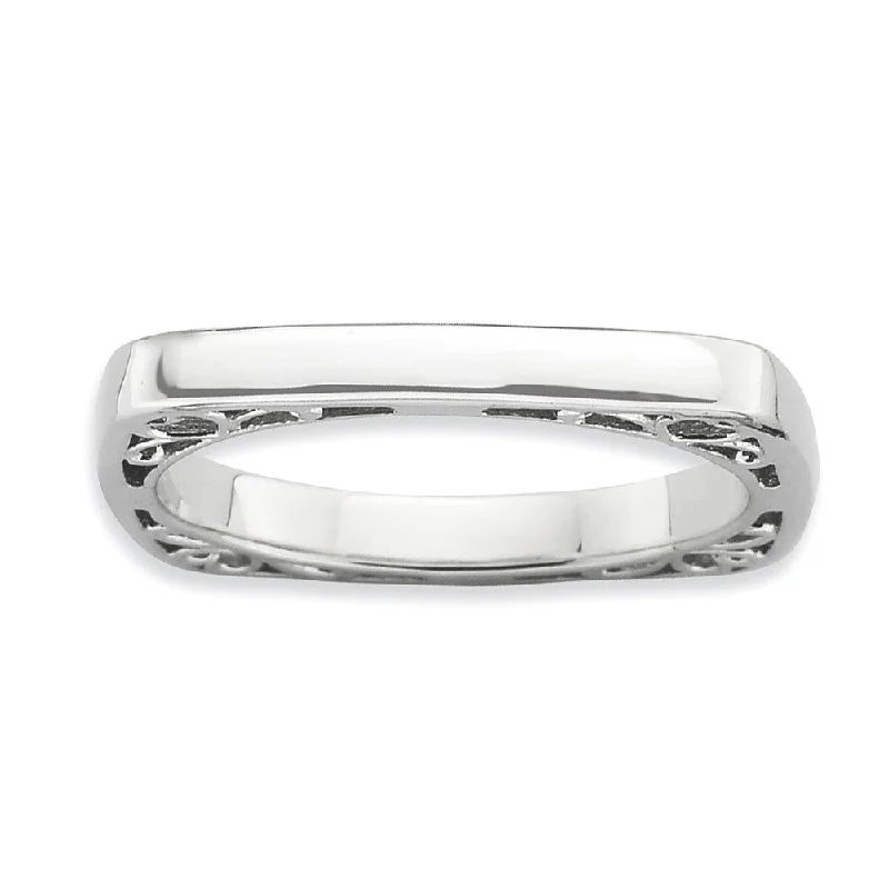 2.25mm Stackable Sterling Silver Square Side Scroll Band