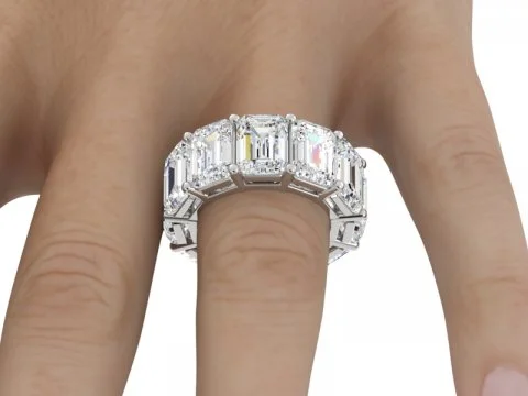 20ct Emerald Cut Engagement Band