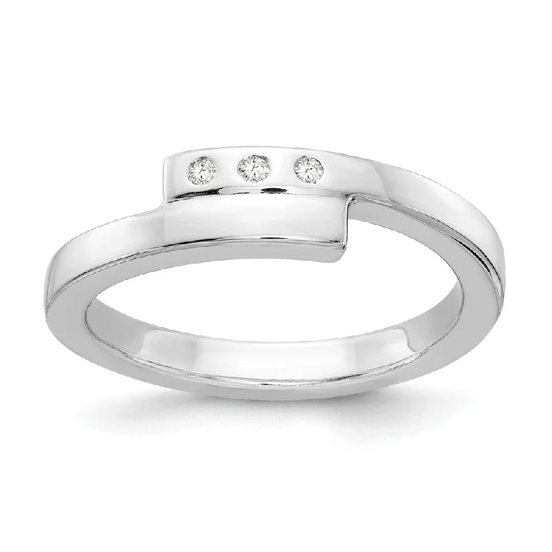 Personalized Jewelry Sale – Unique Gifts At Low Prices 3 Stone .03 Ctw Diamond Rhodium Plated Sterling Silver Bypass Ring