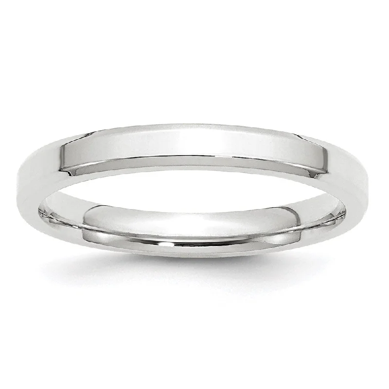 3mm 10K White or Yellow Gold Beveled Edge Comfort Fit Band