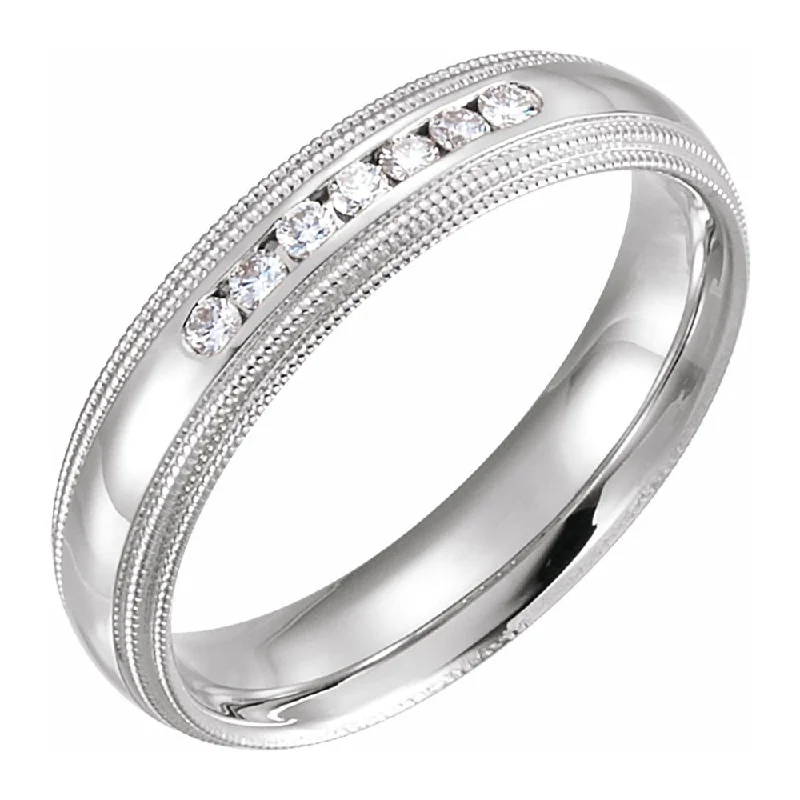 Shine In Style – Shop Jewelry Discounts Today 5mm 14K White Gold 1/5 CTW Diamond Double Milgrain Comfort Fit Band