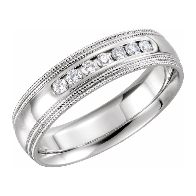 Breathtaking Jewelry At Limited-Time Savings 6mm 14K White Gold 1/4 CTW Diamond Double Milgrain Comfort Fit Band